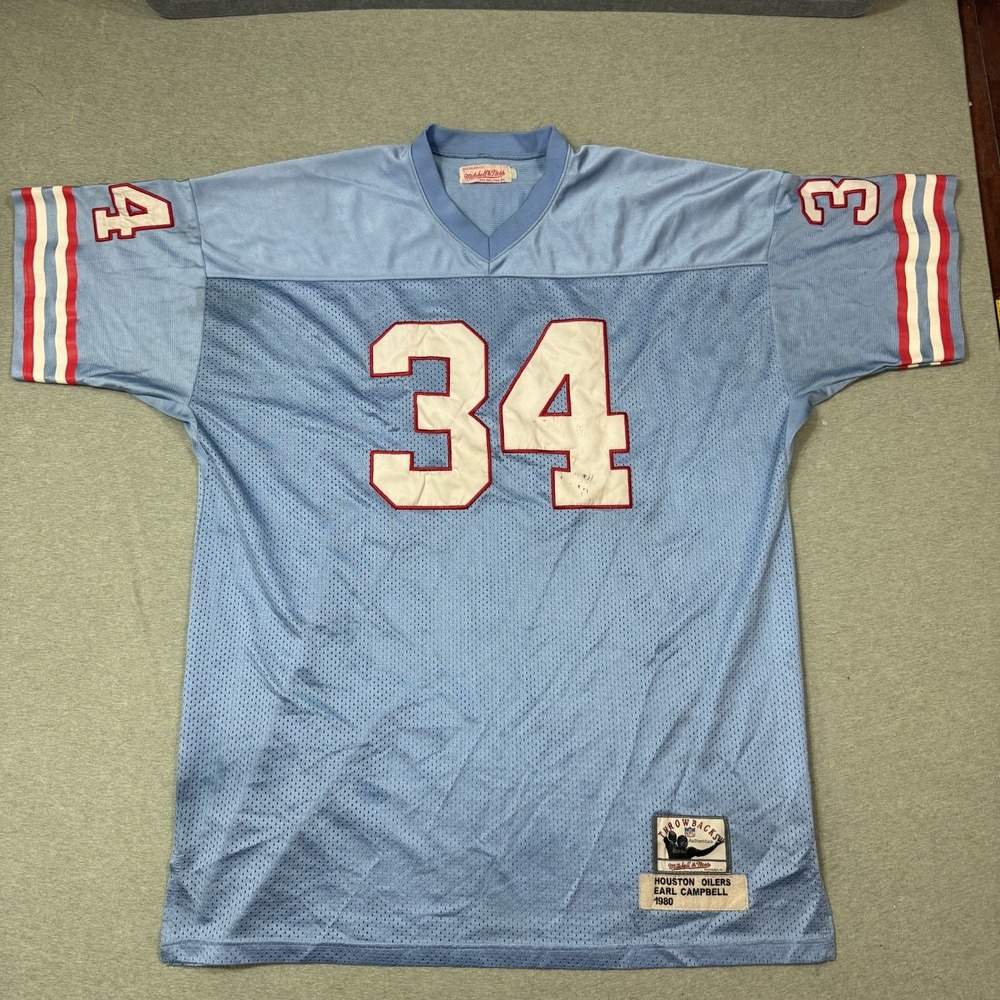 Mitchell & Ness Houston Oilers Jersey 2XL Blue Earl Campbell 1980 Throwback NFL